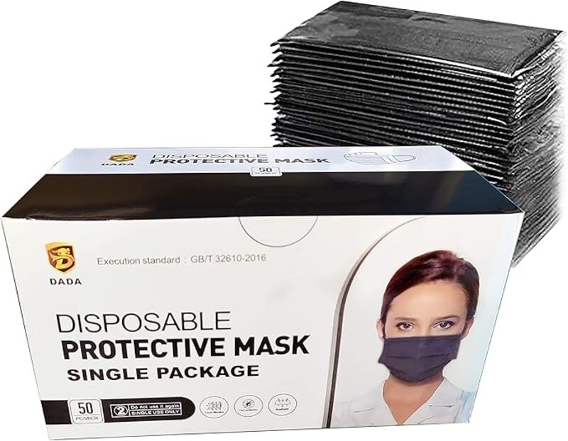 Dada 3D Protective Masks Black 50 Pcs